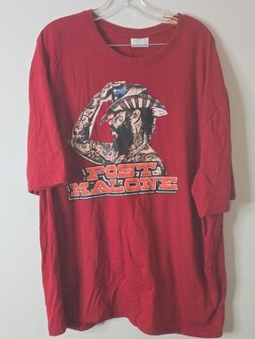 Post Maline Cowboy Red Graphic Tee - Iconic Artist Shirt